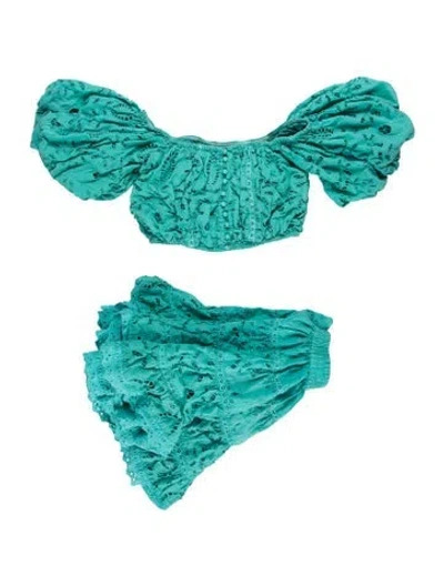 Pre-owned Rococo Sand Eyelet Lace Pattern Skirt Set In Blue
