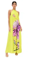 Rococo Sand Flared Maxi Dress Yellow Purple In Yellow Purple