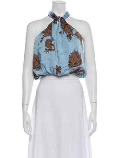 Pre-owned Rococo Sand Floral Print Halterneck Top In Metallic/pink