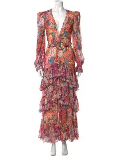 Pre-owned Rococo Sand Floral Print Long Dress