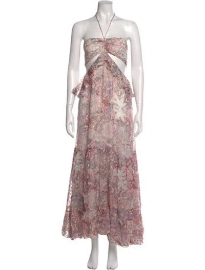 Pre-owned Rococo Sand Floral Print Long Dress In Blue