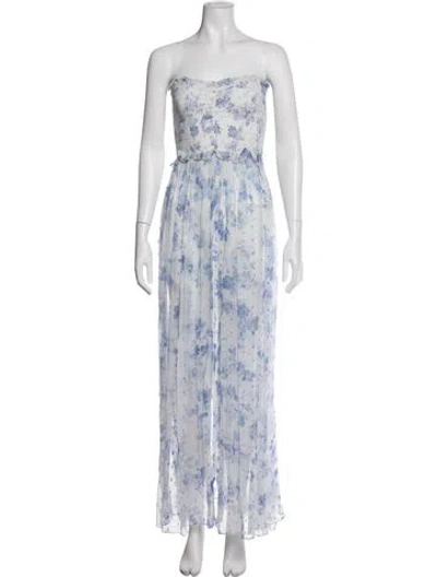 Pre-owned Rococo Sand Floral Print Long Dress In Blue