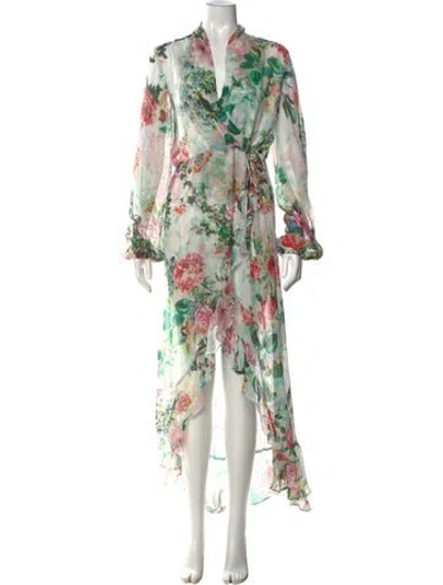 Pre-owned Rococo Sand Floral Print Long Dress In Blue
