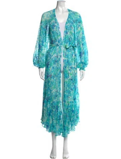 Pre-owned Rococo Sand Floral Print Long Dress In Blue