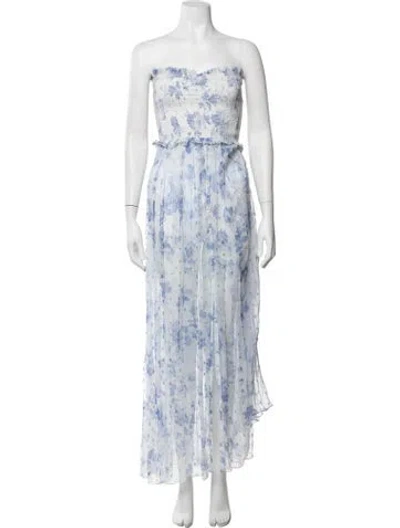 Pre-owned Rococo Sand Floral Print Long Dress In Blue