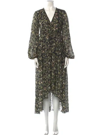 Pre-owned Rococo Sand Floral Print Long Dress In Green