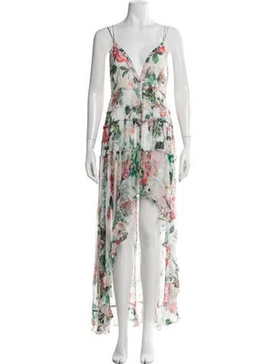 Pre-owned Rococo Sand Floral Print Long Dress In Green