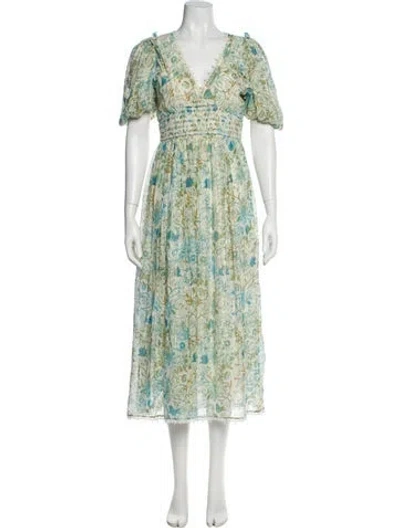 Pre-owned Rococo Sand Floral Print Long Dress In Multi