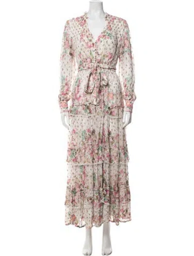 Pre-owned Rococo Sand Floral Print Long Dress In Multicolor