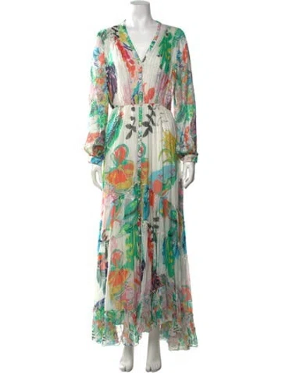 Pre-owned Rococo Sand Floral Print Long Dress In Neutrals