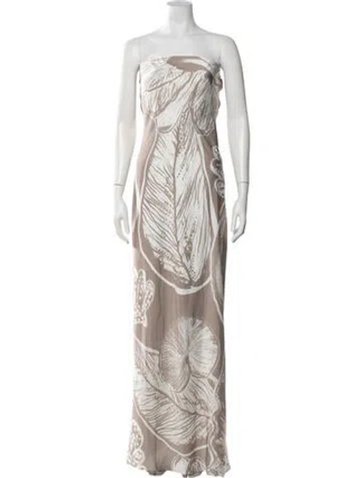 Pre-owned Rococo Sand Floral Print Long Dress In Neutrals