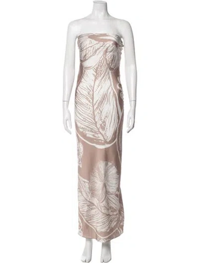 Pre-owned Rococo Sand Floral Print Long Dress In Neutrals