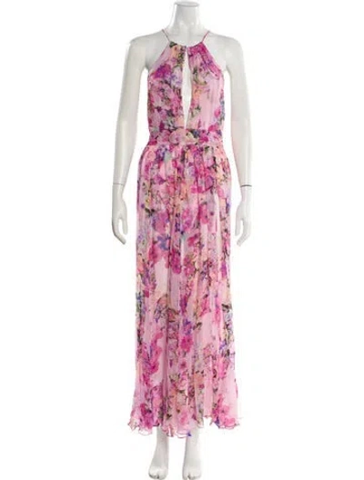 Pre-owned Rococo Sand Floral Print Long Dress In Pink