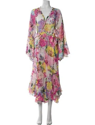 Pre-owned Rococo Sand Floral Print Long Dress In Pink
