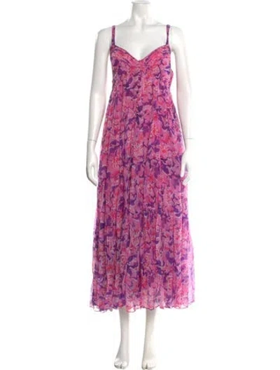 Pre-owned Rococo Sand Floral Print Long Dress In Pink