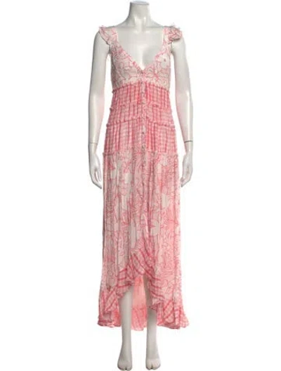 Pre-owned Rococo Sand Floral Print Long Dress In Pink