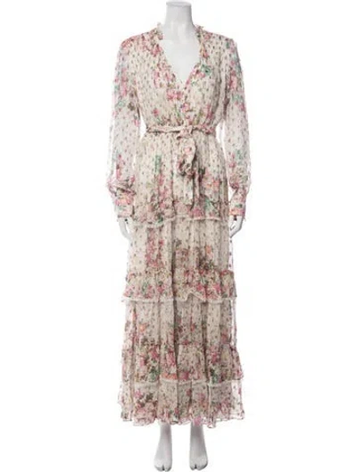 Pre-owned Rococo Sand Floral Print Long Dress In Pink