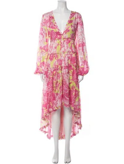 Pre-owned Rococo Sand Floral Print Long Dress In Pink