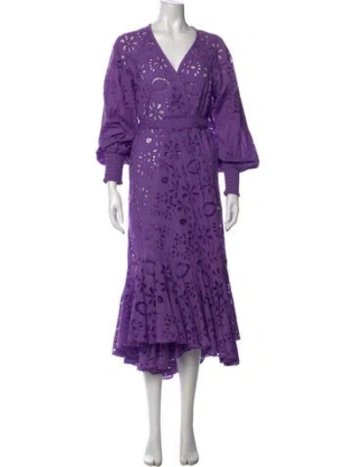 Pre-owned Rococo Sand Floral Print Long Dress In Purple