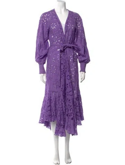 Pre-owned Rococo Sand Floral Print Long Dress In Purple