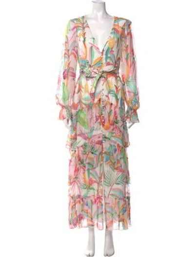 Pre-owned Rococo Sand Floral Print Long Dress W/ Tags In Pink
