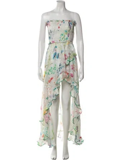 Pre-owned Rococo Sand Floral Print Long Dress In White