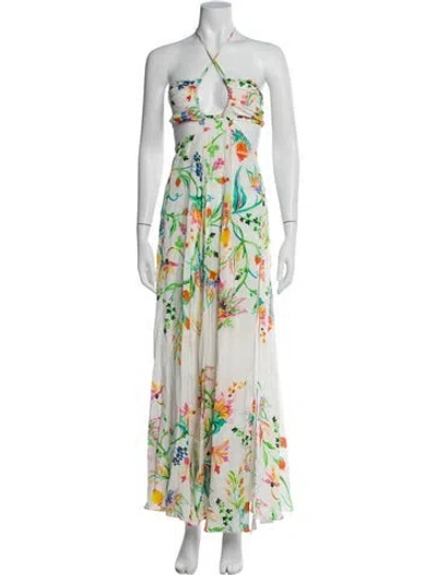 Pre-owned Rococo Sand Floral Print Long Dress In White