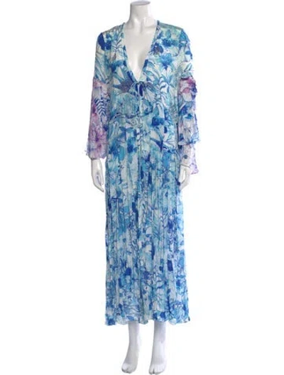 Pre-owned Rococo Sand Floral Print Long Dress In White