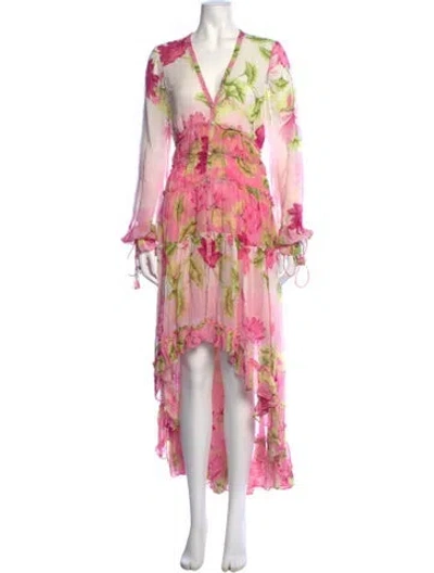 Pre-owned Rococo Sand Floral Print Long Dress In White