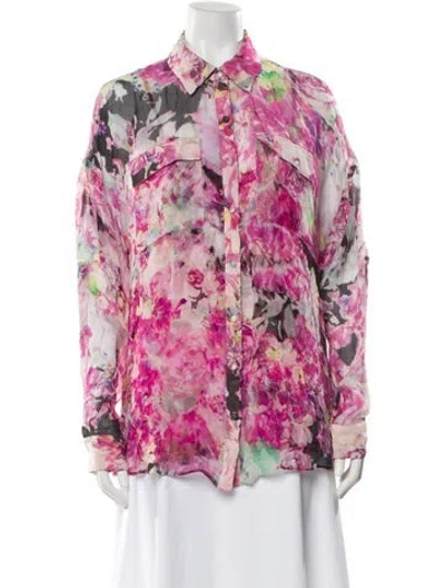 Pre-owned Rococo Sand Floral Print Long Sleeve Blouse In Purple