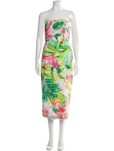 Pre-owned Rococo Sand Floral Print Midi Length Dress In Green
