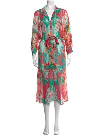 Pre-owned Rococo Sand Floral Print Midi Length Dress In Multicolor
