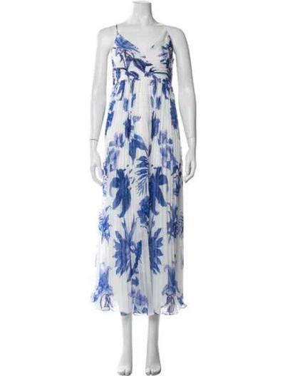 Pre-owned Rococo Sand Floral Print Midi Length Dress W/ Tags In Blue