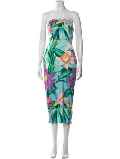 Pre-owned Rococo Sand Floral Print Midi Length Dress W/ Tags In Green