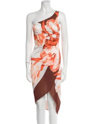 Pre-owned Rococo Sand Floral Print Midi Length Dress W/ Tags In Orange