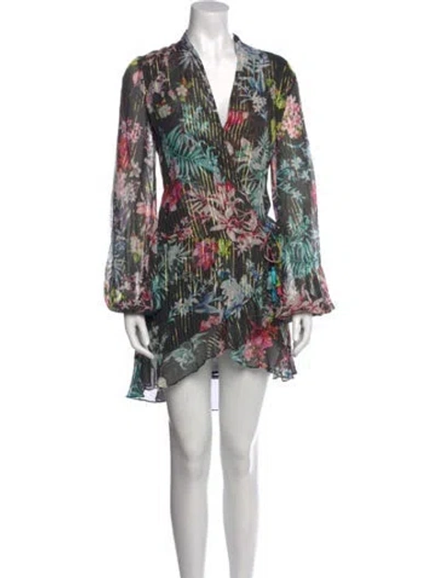 Pre-owned Rococo Sand Floral Print Mini Dress In Black