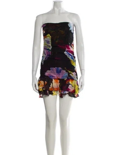 Pre-owned Rococo Sand Floral Print Mini Dress In Black