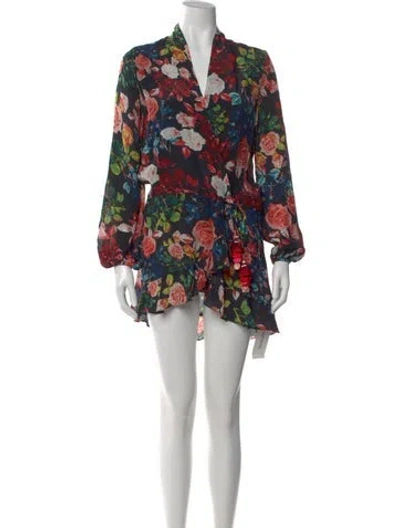 Pre-owned Rococo Sand Floral Print Mini Dress In Black