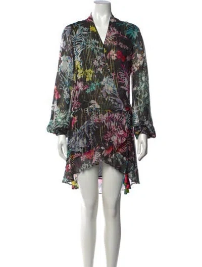 Pre-owned Rococo Sand Floral Print Mini Dress In Black