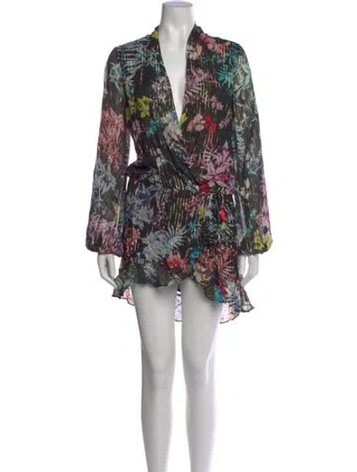 Pre-owned Rococo Sand Floral Print Mini Dress In Black