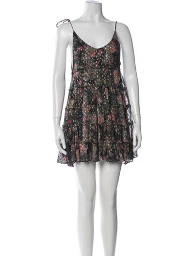 Pre-owned Rococo Sand Floral Print Mini Dress In Black