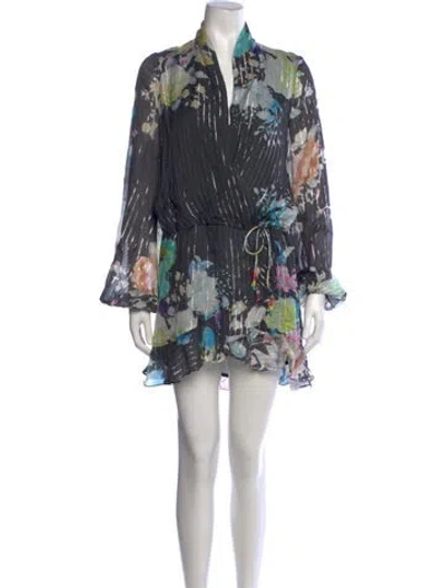 Pre-owned Rococo Sand Floral Print Mini Dress In Black