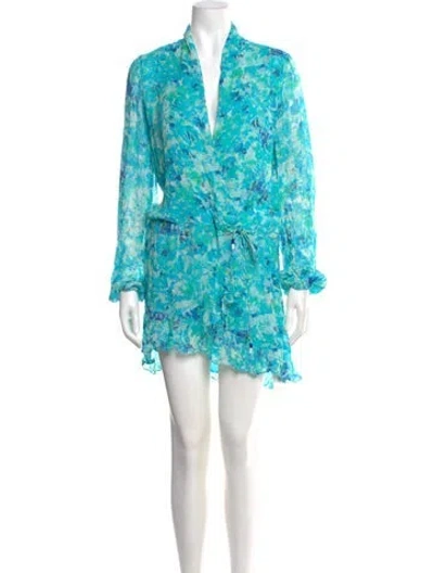 Pre-owned Rococo Sand Floral Print Mini Dress In Blue