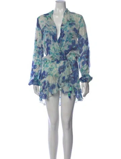 Pre-owned Rococo Sand Floral Print Mini Dress In Blue