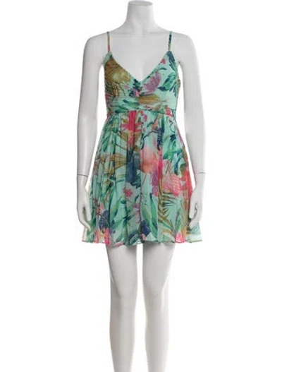 Pre-owned Rococo Sand Floral Print Mini Dress In Blue