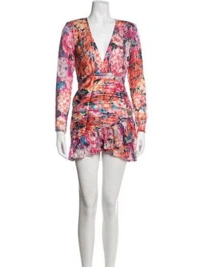 Pre-owned Rococo Sand Floral Print Mini Dress In Blue/gold/orange