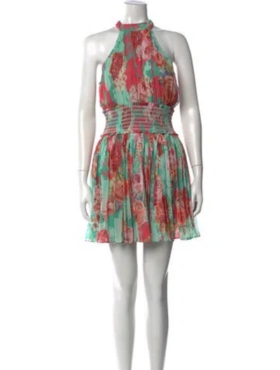 Pre-owned Rococo Sand Floral Print Mini Dress In Green