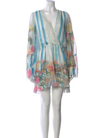 Pre-owned Rococo Sand Floral Print Mini Dress In Metallic/white