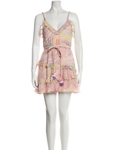 Pre-owned Rococo Sand Floral Print Mini Dress In Neutral