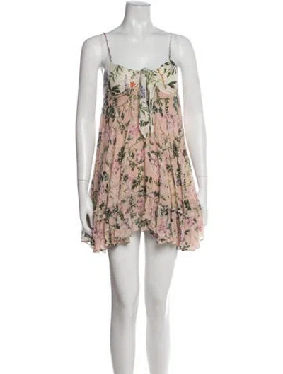 Pre-owned Rococo Sand Floral Print Mini Dress In Neutral